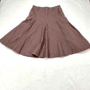 AUTOGRAPH NEW YORK WOMEN'S BROWN NEUTRAL LINEN BLEND SHORT LINED SKIRT SIZE 8